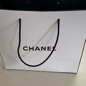 Chanel Classic White Bag with Black Rope Handles